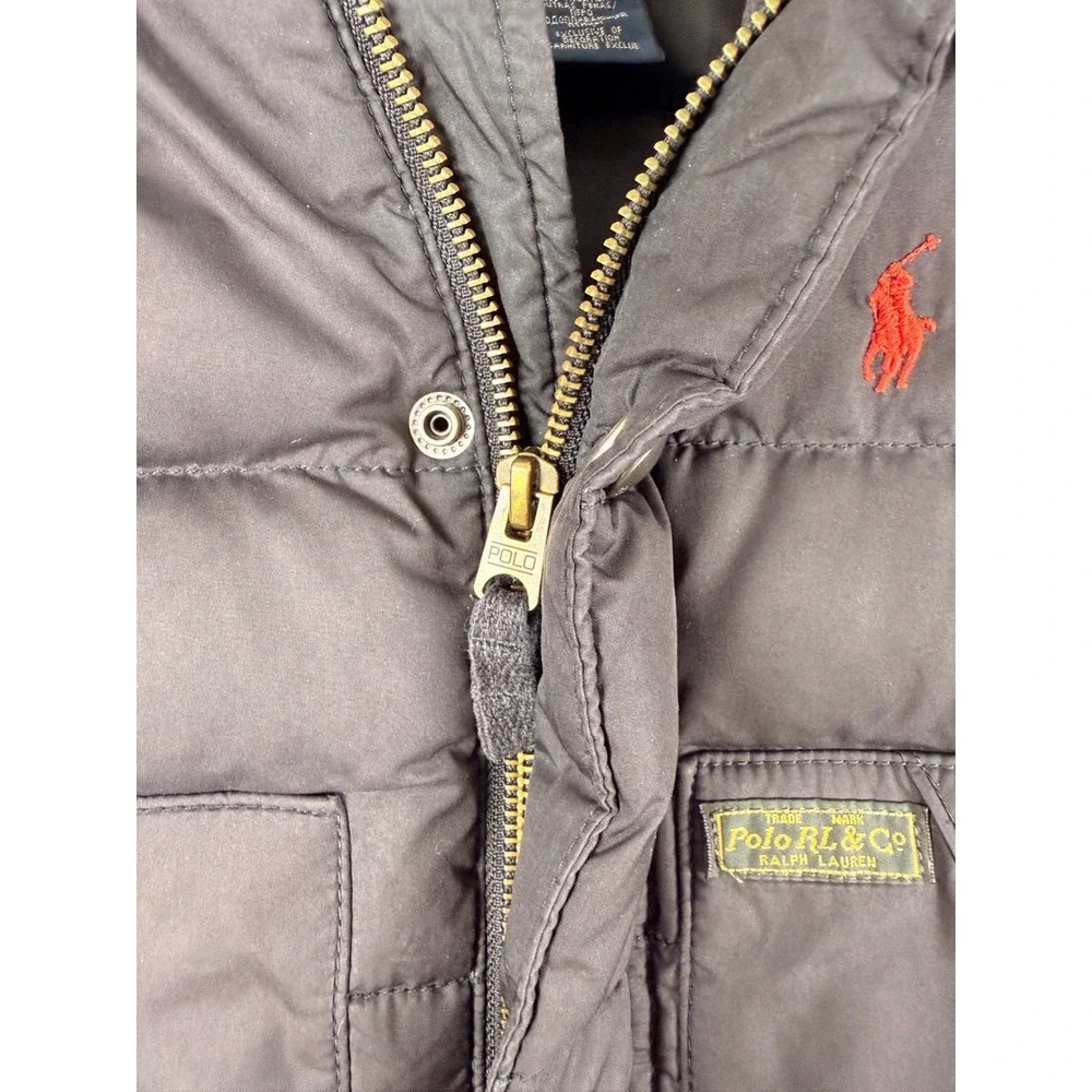 Polo Ralph Lauren Kids Black Quilted Down Puffer Jacket Detachable Hood 2T